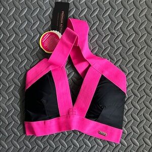 Cajubrasil neon Pink and Black Sports Bra